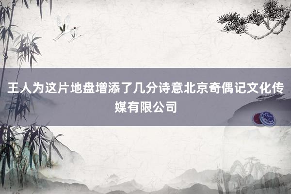 王人为这片地盘增添了几分诗意北京奇偶记文化传媒有限公司